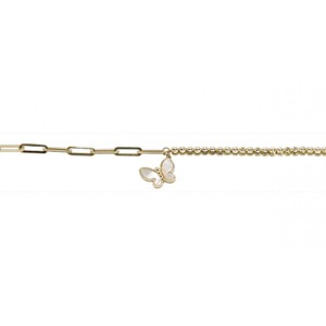  Bracelet or jaune-pendentif nacre de perle  7,25" AR60-35